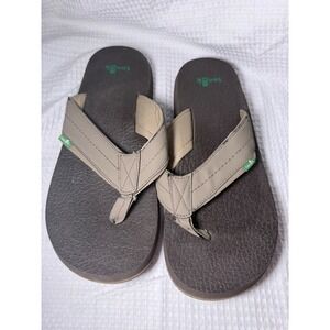 Sanuk Beer Cozy 2 Mens Flip Flops Tan Brown Yoga Mat Sandals SMS10868 Size 9